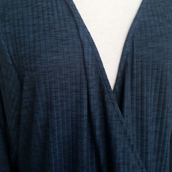 TORRID Blue/Black Ribbed Mock Wrap Dress - Picture 3 of 5